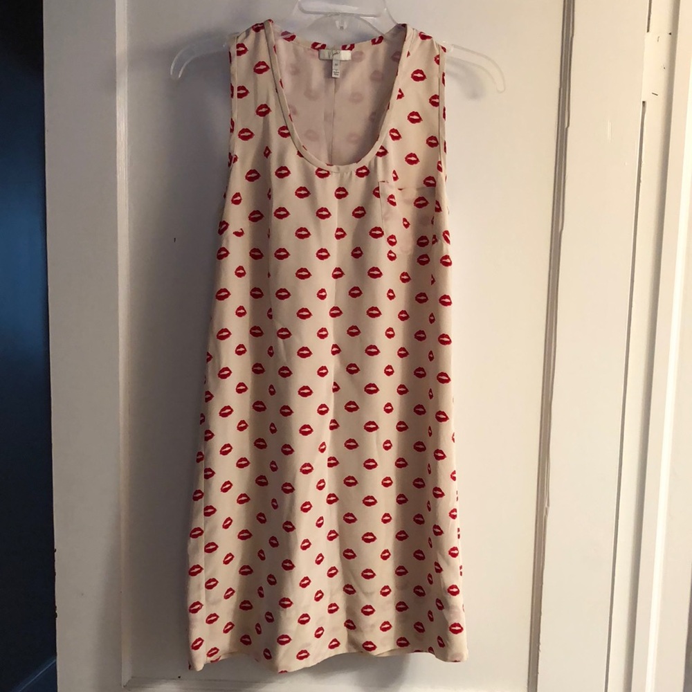 Joie Peri D silk tank dress with lipstick kiss print